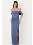 Orfina Straplez Düşük Kol Bel Dpaeli Uzun Abiye Elbise Indigo 1