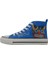 Kadın Vegan Mavi High Sneakers - Meow Attack Tasarım 3