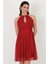 Narcisio Damla Yaka Kloş Kısa Abiye Elbise Kırmızı 1