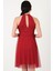 Narcisio Damla Yaka Kloş Kısa Abiye Elbise Kırmızı 3