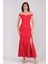 Agrio Eteği Yırtmaçlı Uzun Abiye Elbise Kırmızı 2