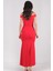Agrio Eteği Yırtmaçlı Uzun Abiye Elbise Kırmızı 3