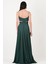 Dantino V Yaka Yırtmaçlı Bel Yanlar Açık Uzun Abiye Elbise Yeşil 2