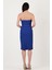 Pulcini Derin V Straplez Kısa Abiye Elbise Saks 4