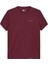 Erkek Slim Fit Bisiklet Yaka Logo Baskılı T-Shirt - Bordo 1