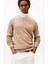 Erkek Bisiklet Yaka Saç Örgüsü Pamuklu Triko Kazak - Bej 1