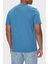 Erkek Bisiklet Yaka Yazı Baskılı T-Shirt - Mavi 2