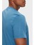 Erkek Bisiklet Yaka Yazı Baskılı T-Shirt - Mavi 5