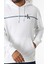 Erkek Regular Fit Şerit Grafik Baskılı Kapüşonlu Sweatshirt - Beyaz 3