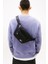 Erkek Yazı Şeritli Bum Bag Askılı Bel Çantası - Siyah 5