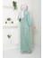 Kadın Giyim Abiye Moda File Pullu Güllü Tesettür Abiye Elbise 2517 4