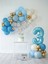 3 Yaş Balonu Doğum Günü Balon Zinciri Pastel Mavi Parti Seti 1