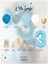 3 Yaş Balonu Doğum Günü Balon Zinciri Pastel Mavi Parti Seti 2