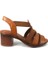 1857227 Günlük Hakiki Deri Bayan Sandalet-Taba 2