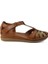 25033540 Günlük Hakiki Deri Bayan Sandalet-Taba 2