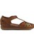 25033540 Günlük Hakiki Deri Bayan Sandalet-Taba 3