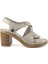 2505 Hakiki Deri Günlük Kadın Sandalet-Gri 2
