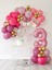 3 Yaş Balonu Doğum Günü Balon Zinciri Pastel Pembe Parti Seti 1
