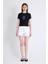 Siyah Ayıcık Işlemeli Slim Fit Crop Tişört 2217 3