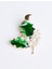 Yeşil Parlak Yaprak Figürlü Incili Broş 1