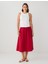 Kırmızı %100 Pamuk Normal Bel Dokuma Midi Etek 1