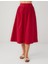 Kırmızı %100 Pamuk Normal Bel Dokuma Midi Etek 4