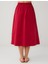 Kırmızı %100 Pamuk Normal Bel Dokuma Midi Etek 5