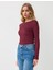 Bordo Dar Kesim Kayık Yaka Örme Bluz 3