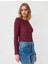 Bordo Dar Kesim Kayık Yaka Örme Bluz 4
