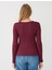 Bordo Dar Kesim Kayık Yaka Örme Bluz 5