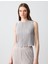 Gümüş Dar Kesim Yuvarlak Yaka Piliseli Örme Bluz 1