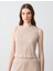 Bej Dar Kesim Yuvarlak Yaka Piliseli Örme Bluz 1