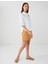 Deve Tüyü Normal Bel Bol Paça Dokuma Şort 2