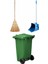 1 Adet Yeşil Plastik Çöp Konteyneri 120 Lt Isıya Karşı Dayanıklı Çöpçü Faraş Takımlı 1