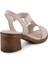 Hakiki Deri Sandalet Modern Lastikli 607 Bej 4