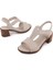 Hakiki Deri Sandalet Modern Lastikli 607 Bej 5
