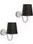 Leon Modern Gri Gövde Siyah Kumaş Abajurlu Aplik (2 Adet) 1
