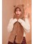 Kapüşonlu Camel Peluş Bere Atkı Kadın Welsoft Polar Boyunluk Şalı Rüzgar Geçirmez Kulaklı Şapka 2