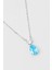 Aquamarine Taşlı 18 Ayar Beyaz Altın Kaplama 45 cm Gümüş Kolye 3