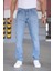 Erkek Mavi Regular Fit Rahat Kesim Esnek Likralı Denim Jeans Kot Pantolon 1