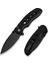 Triptych Flipper & Thumb Stud & Button Lock Knife All Black G10 Handle Çakı 2