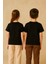 Unisex Basic Pamuklu Oversize Siyah Çocuk Tişört 2