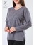 Kadın Orta Yaş ve Üzeri Viskon Yeni Kaplama Desen Taşlı Işlemeli Likralı Gri Anne Penye Bluz 4
