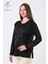 Kadın Orta Yaş ve Üzeri Viskon Yeni Kaplama Desen Taşlı Işlemeli Likralı Siyah Anne Penye Bluz 1