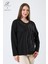 Kadın Orta Yaş ve Üzeri Viskon Halka Şerit Desen Taşlı Işlemeli Likralı Siyah Anne Penye Bluz 1