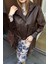 Suni Deri Oversize Bomber Ceket 4