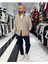 Gofre Kumaş Çizgili Oversize Erkek Gömlek 6
