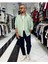 Gofre Kumaş Çizgili Oversize Erkek Gömlek 2