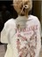 Kadın Çiçekli Baskılı Oversize Kısa Kollu Beyaz Pinterest Tshirt 1
