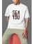Erkek Sea You Transfer Baskılı Yuvarlak Yaka Kısa Kol Tişört 1
